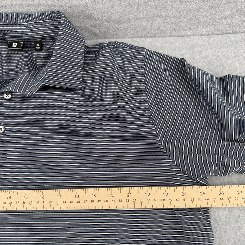 FJ Foot Joy Mens XL Golf Polo Shirt Performance Black/Grey Stripe S/S Logo - Picture 5 of 10